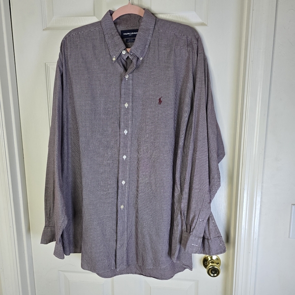 Ralph Lauren Golf Blake Men's Burgundy Tiny Check Cotton Shirt XL - Picture 1 of 12